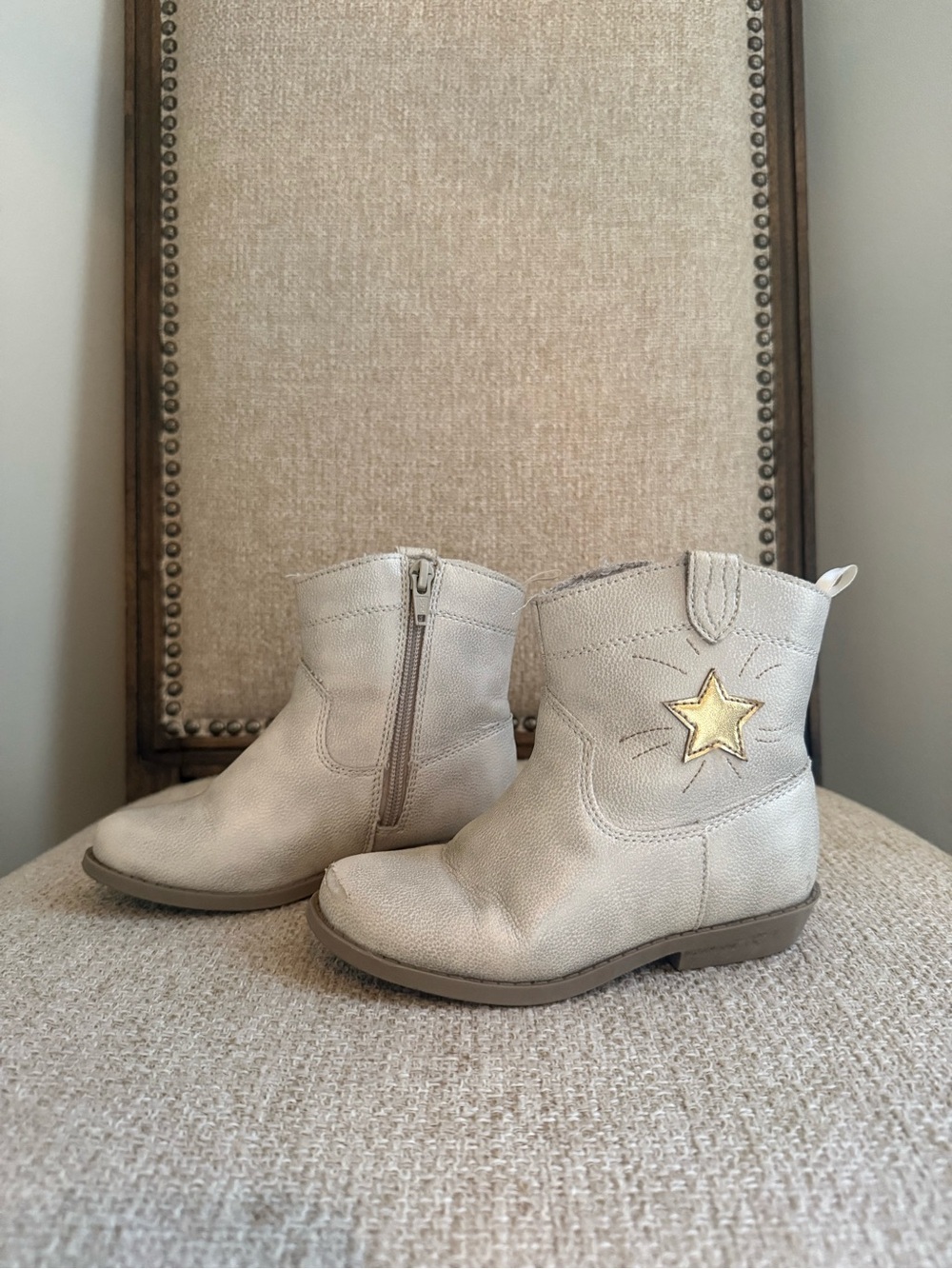 Girls toddler 10 western cowgirl boots in champagne metallic and gold star